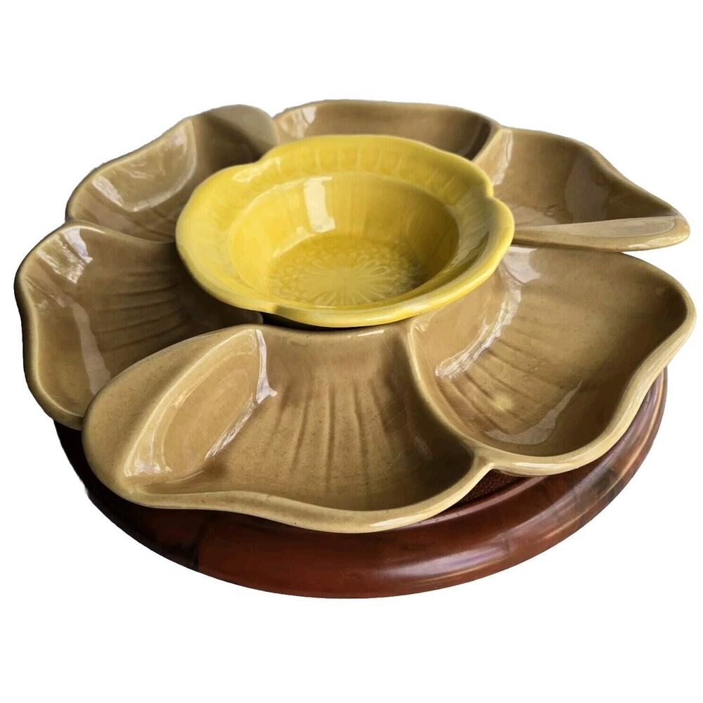 Vintage McCoy Lazy Susan Relish Tray Cottagecore MCM